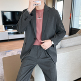 春夏款轻熟风英伦条纹微宽长袖西服九分西裤套装TZ14-P215，男装西服，电商C308