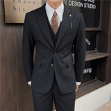 英伦修身男士二粒扣条纹西服新郎伴郎礼服外套X918-P155，男装西服，电商C308