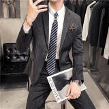 20秋冬款英伦韩版时尚修身男士商务细条纹西服套装LJT10-P225，男装西服套装，电商C308