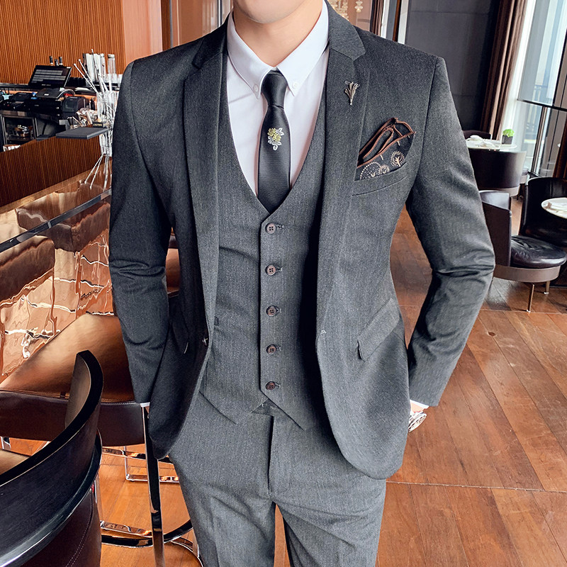 秋冬新款英伦韩版修身休闲商务男士西服三件套装SJT937-P265,男装西服,电商C308