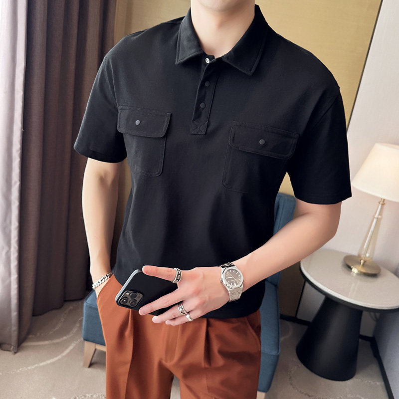 男士休闲polo衫t恤潮流修身翻领半袖polo衫咖啡色C10012-P58,男装T恤,电商C308