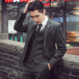 高品质秋冬韩版修身休闲男士西服三件装新郎西服套装SJT937-P265，男装西服套装，电商C308