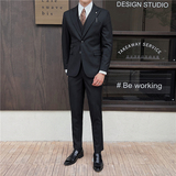 英伦修身男士二粒扣条纹西服三件套新郎伴郎礼服套装SJT918-P300，男装西服，电商C308