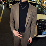 秋冬英伦韩版修身男士商务休闲一粒扣呢料西服外套黑色X33-P155，男装西服，电商C308