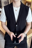 春夏韩版纯色休闲男士无袖西服英伦时尚九分西裤套装LJT40-P185，男装西服，电商C308
