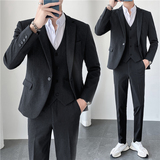 轻熟风ins韩版修身男士休闲一粒扣纯色西服三件套装SJT830-P265，男装西服，电商C308