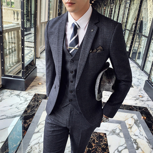 秋冬新款 英伦韩版修身男士西服三件套装TZ148-P295,男装西服,电商C308