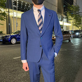 英伦修身男士休闲商务二粒扣西服套装新郎套装米白色LJT889-P230，男装西服套装，电商C308