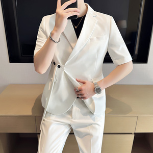 春夏 休闲中袖斜扣小西服外套 韩版修身英伦潮男单西装 X39-P135,男装西服套装,电商C308
