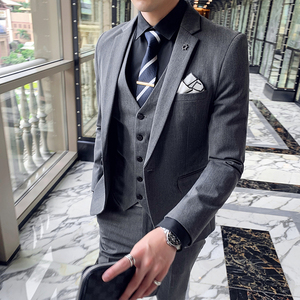 秋冬新款英伦韩版修身男士西服三件套装TZ143-P295
