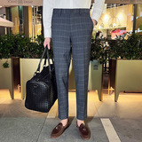 时尚免烫西裤男士韩版修身小脚裤商务休闲西裤长裤咖啡色K30-P75，男装西裤，电商C308