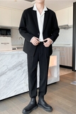 轻熟风英伦纯色一粒扣西服套装阔版宽松休闲小西装黑色TZ17-P220，男装西服套装，电商C308