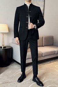 新中式新郎西服套装婚礼伴郎礼服男士高级感立领西装LJT938-P205图片