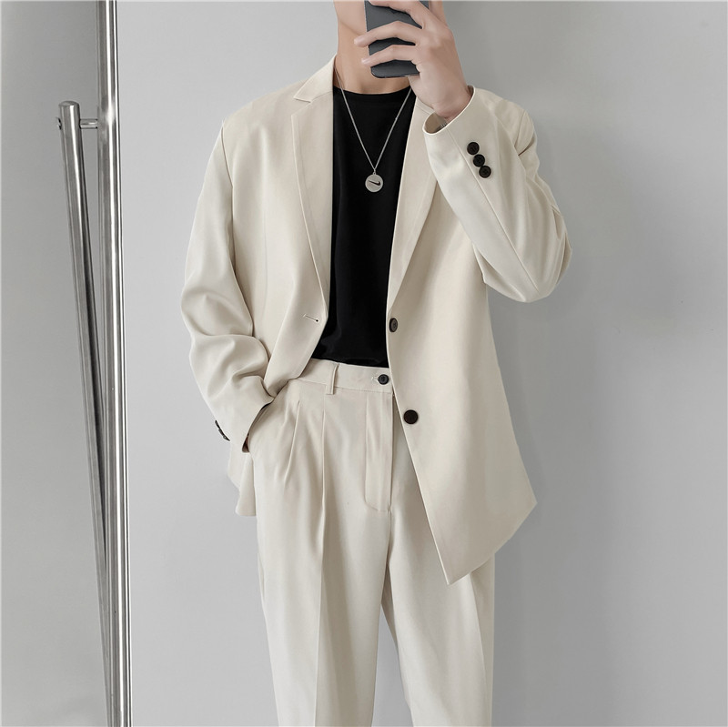 春夏轻熟风英伦纯色西服阔版宽松休闲小西装X16-P150，男装西服套装，电商C308