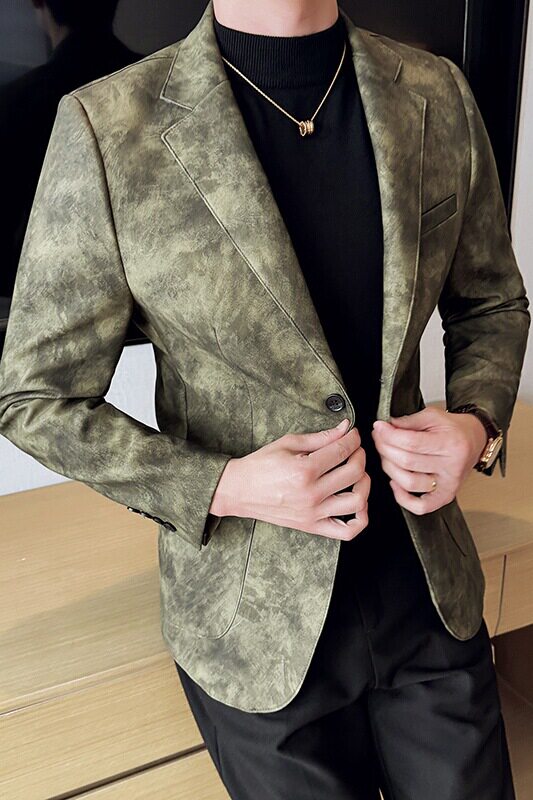皮衣男西装外套韩版修身帅气潮流休闲二粒扣男士西服X943-P155,男装西服套装,电商C308