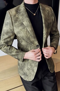 皮衣男西装外套韩版修身帅气潮流休闲二粒扣男士西服X943-P155图片