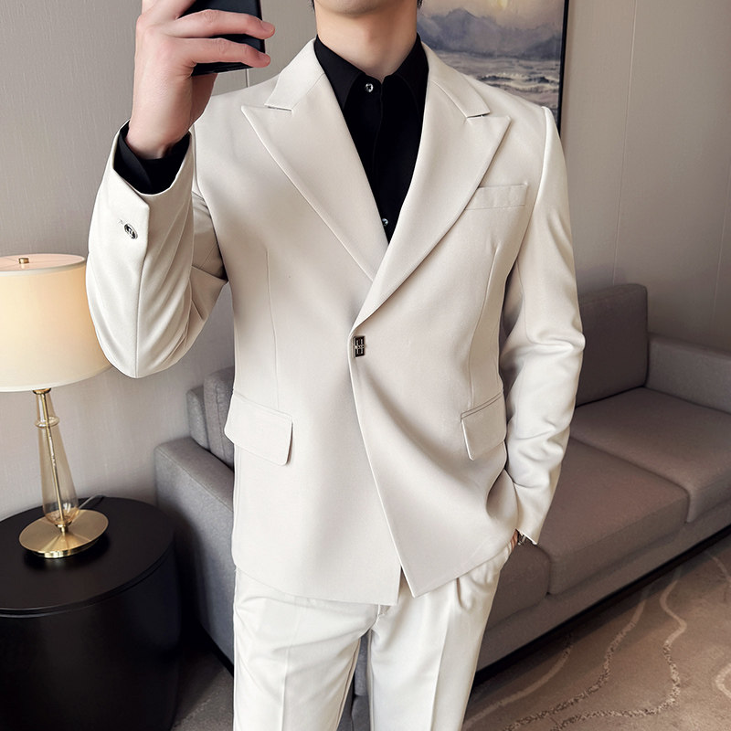 潮流简约气质英伦风时尚轻奢修身纯色西服套装LJT707-P240,男装西服套装,电商C308