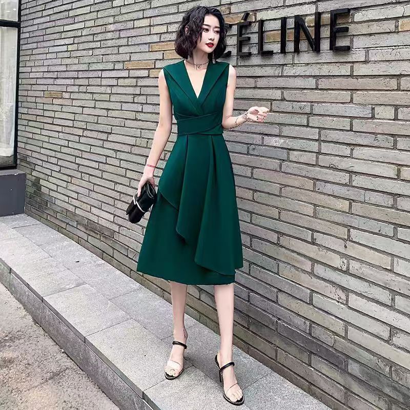 宴會晚禮服2025新款氣質藝考連衣裙中長平時可穿輕奢小眾高端顯瘦