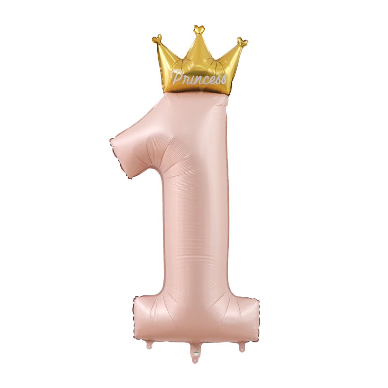 40寸大号皇冠数字1气球 王子公主1岁生日布置场景装饰数字气球