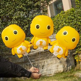 新款黄色奶龙气球手持气球卡皮巴拉夹片气球手拿摆摊球卡通拍照