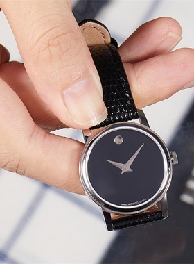 MOVADO/摩凡陀 博物馆系列简约男表女表 玫瑰金石英表皮带情侣表