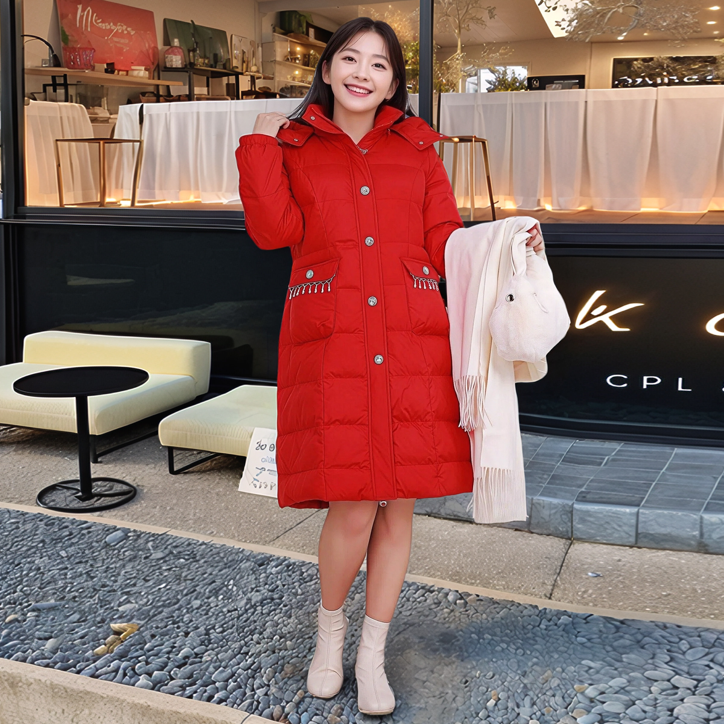 大码女装冬季加厚款棉衣胖MM洋气大毛领连帽中长珍珠流苏棉服外套,女装/女士精品,大码棉服,淘宝优惠券,粉丝福利购,淘宝优惠卷