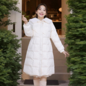 2025冬季 加厚保暖毛领飘带生物绒棉服外套 棉衣胖MM中长款 大码 女装