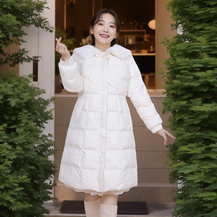 棉衣胖MM中长款 女装 加厚保暖毛领飘带生物绒棉服外套 大码 2025冬季