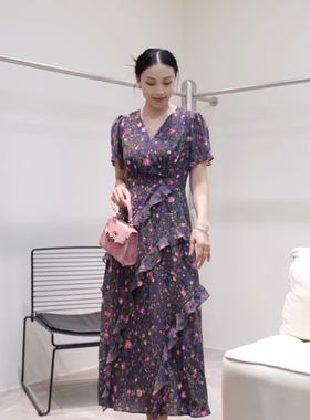 【连锁实体】圣雪来25227短袖连衣裙女2025夏季新款时尚百搭显瘦