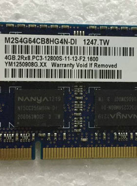 南亚易胜 Elixir DDR3 1600 4G 2R*8 PC3-12800S 笔记本内存