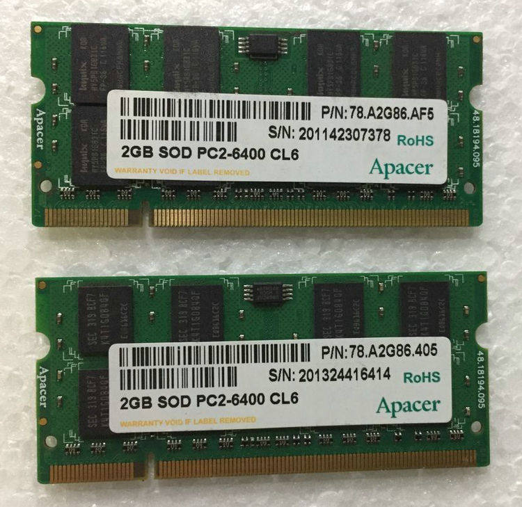 宇瞻 Apacer DDR2 800 2G PC2-6400 SO-DIMM 笔记本内存