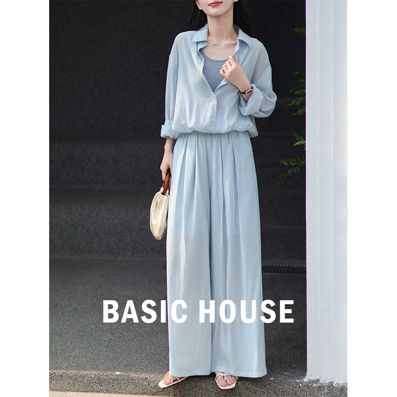 百家好/衬衫长袖套装女春季长裤两件气质高级感松弛感穿搭一整套