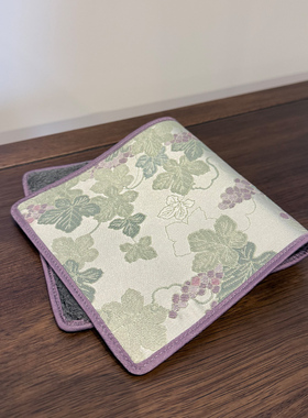 织锦葡萄吸水茶巾长绒茶布茶垫茶席禅意茶道配件小号养壶毛巾中式