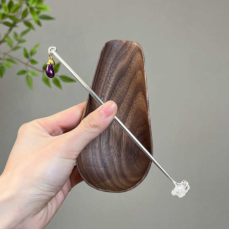 手工银杏叶茶拨茶则套组中式复古茶匙茶勺茶铲茶道零配取茶专用