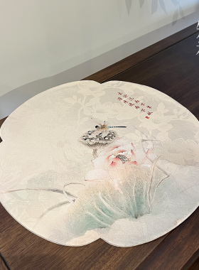 云纱莲花干泡席盛开双面茶席防水禅意桌旗桌布中式茶道零配