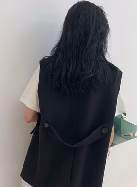 春秋季韩版新款宽松腰带西装马甲
