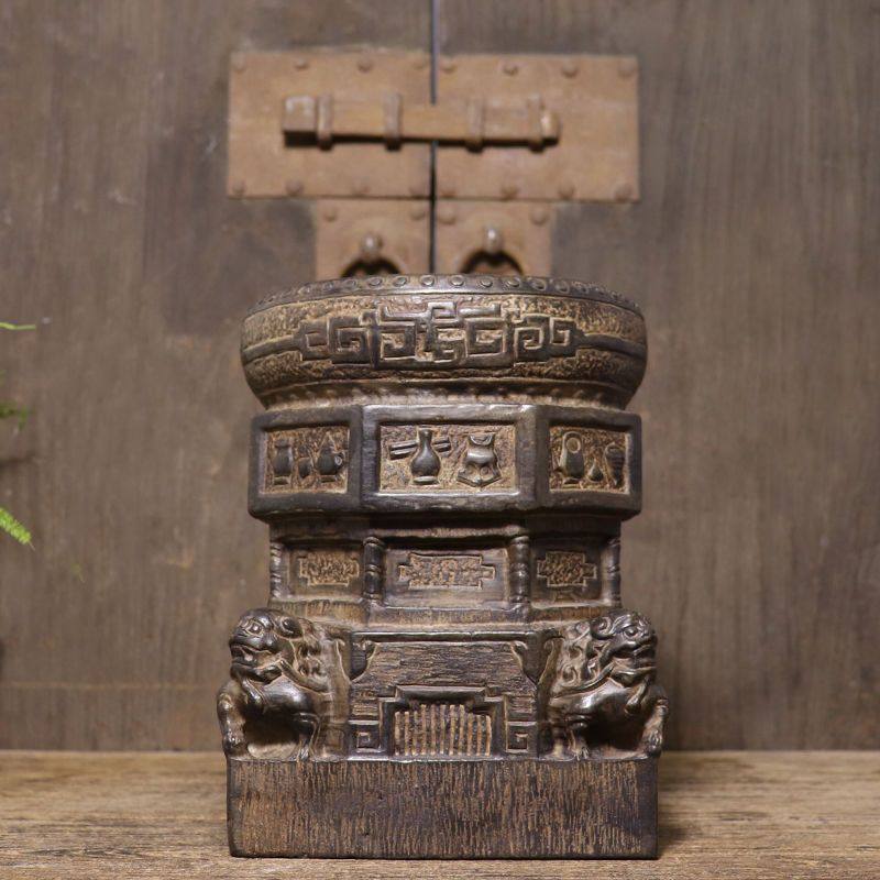 石雕青石雕刻仿古做旧八宝狮子石墩花盆底座中式复古古典装饰摆件,家居饰品,户外/庭院摆件,淘宝优惠券,粉丝福利购,淘宝优惠卷