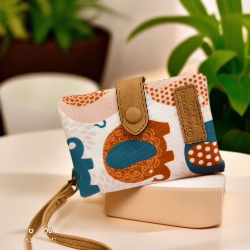 防水牛津布钱包女短款in简约新款学生韩版可爱两折叠多功能零钱包