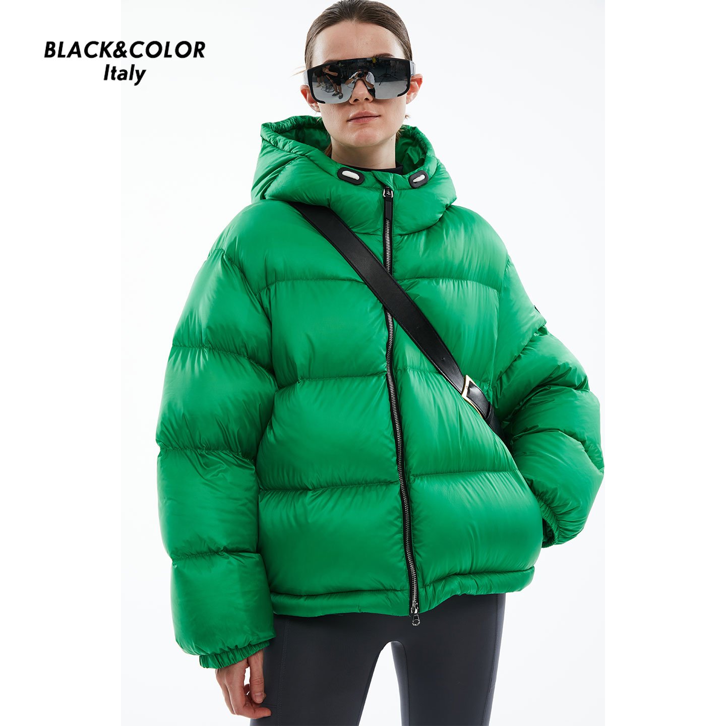 BLACK＆COLOR绿色羽绒服女中长款2025秋冬新款东北加厚95鹅绒外套