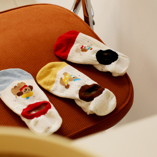 卡通透气低帮浅口船袜女士点纱纯棉隐形袜子 夏季 米吉诺拉 轻薄款