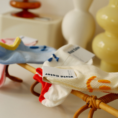 米吉诺拉 韩国夏季薄款卡通笑脸浅口袜子女透气网眼纯棉隐形船袜