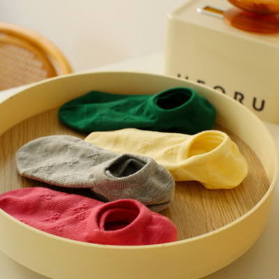 米吉诺拉 无骨立体蝴蝶结少女学院风不掉跟低帮浅口纯棉船袜子