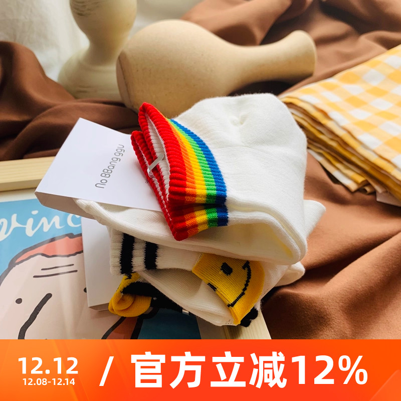 米吉诺拉韩国货时尚笑脸透气短袜