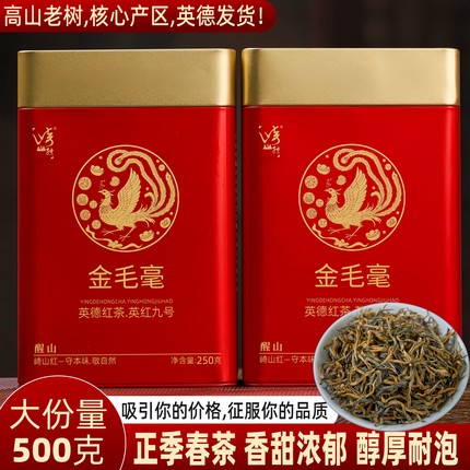 英红九号浓香型金毛毫特级英德红茶一斤高山老树正品高山耐泡