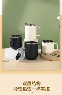跨境新款304不锈钢杯子带盖咖啡杯家用茶杯办公室水杯马克杯便携
