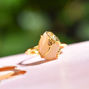 S925银镶嵌和田玉水滴蝶恋花戒指