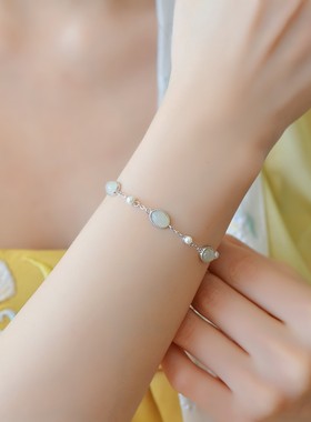 s925银镶嵌和田玉手链