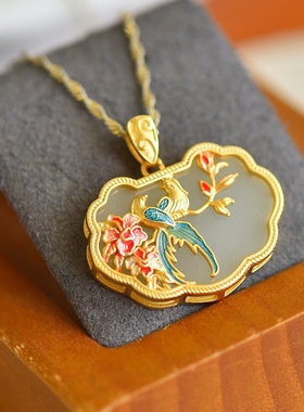 s925银和田玉白玉吉祥如意锁