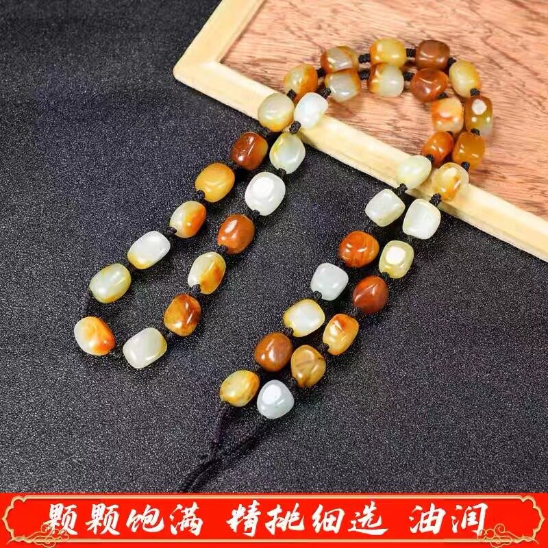 和田玉韩料带皮原石编织玉石玉器挂绳吊坠挂件籽料项链绳玉绳挂件