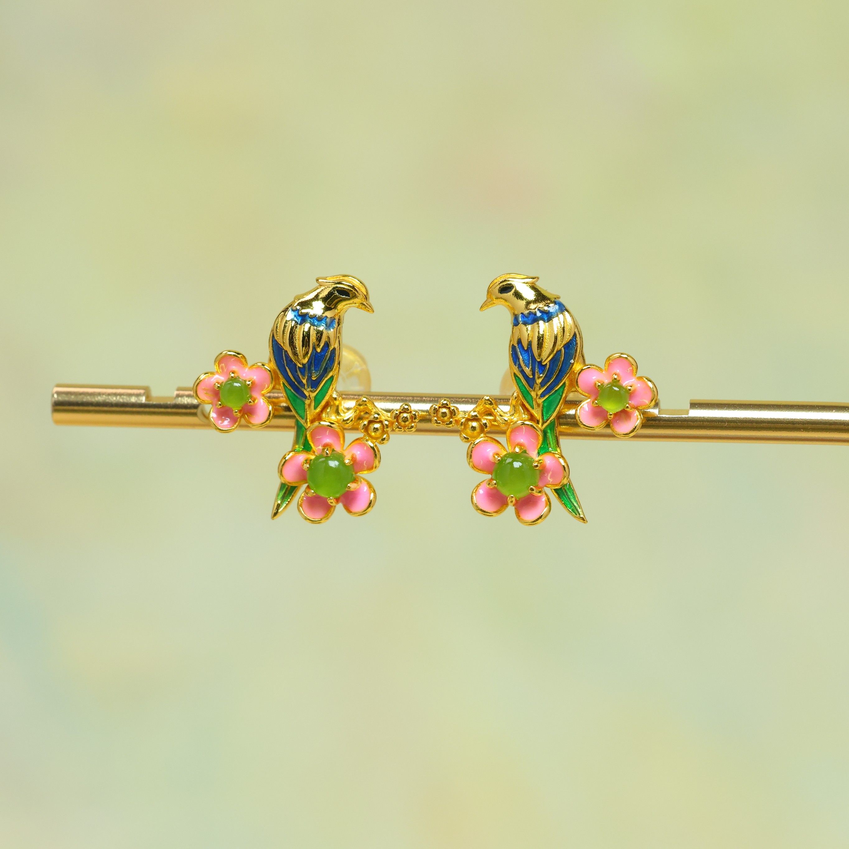 s925银镶和田玉碧玉圆鼓面喜上眉梢耳钉,珠宝/钻石/翡翠,耳饰,淘宝优惠券,粉丝福利购,淘宝优惠卷